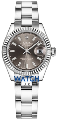 Buy this new Rolex Lady Datejust 28mm Stainless Steel 279174 Dark Grey Index Oyster ladies watch for the discount price of £8,400.00. UK Retailer.